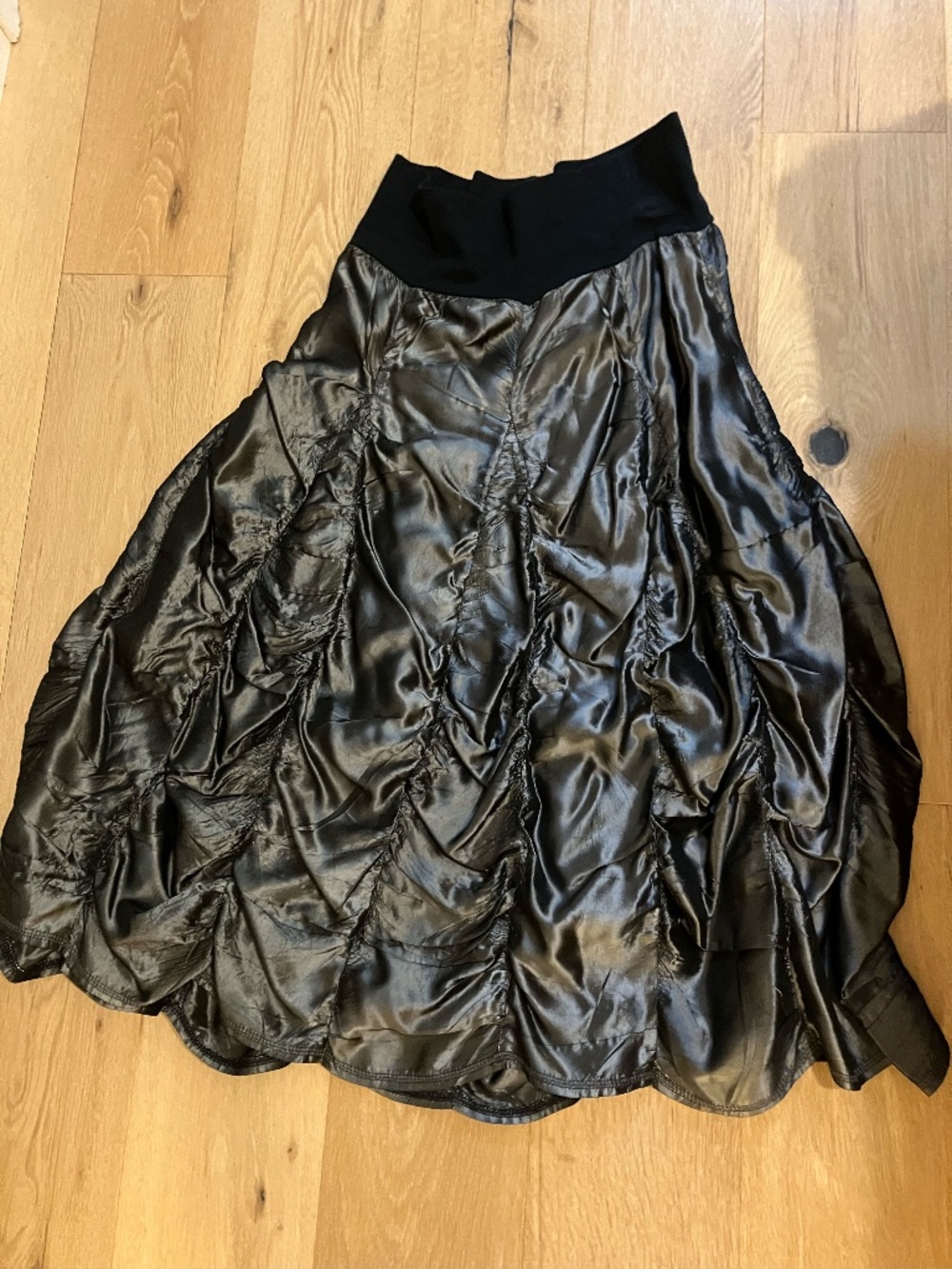 Vintage Magdalena California Metallic Gray Ruched Maxi Skirt Whimsigoth XS